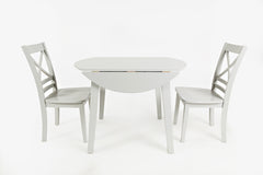 Simplicity Dove Round Drop Leaf Table w/ 2 X-Back Chairs - Ornate Home