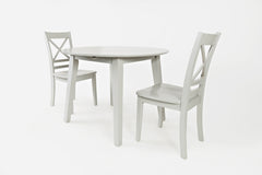 Simplicity Dove Round Drop Leaf Table w/ 2 X-Back Chairs - Ornate Home