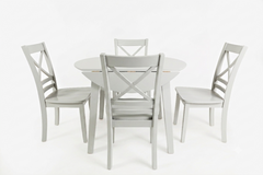 Simplicity Dove Round Drop Leaf Table w/ 4 X-Back Chairs - Ornate Home