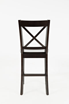 Simplicity Espresso Counter Table w/ 4 X-Back Stools - Ornate Home
