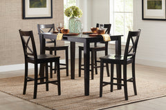 Simplicity Espresso Counter Table w/ 4 X-Back Stools - Ornate Home