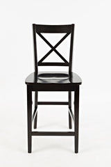 Simplicity Espresso Counter Table w/ 4 X-Back Stools - Ornate Home