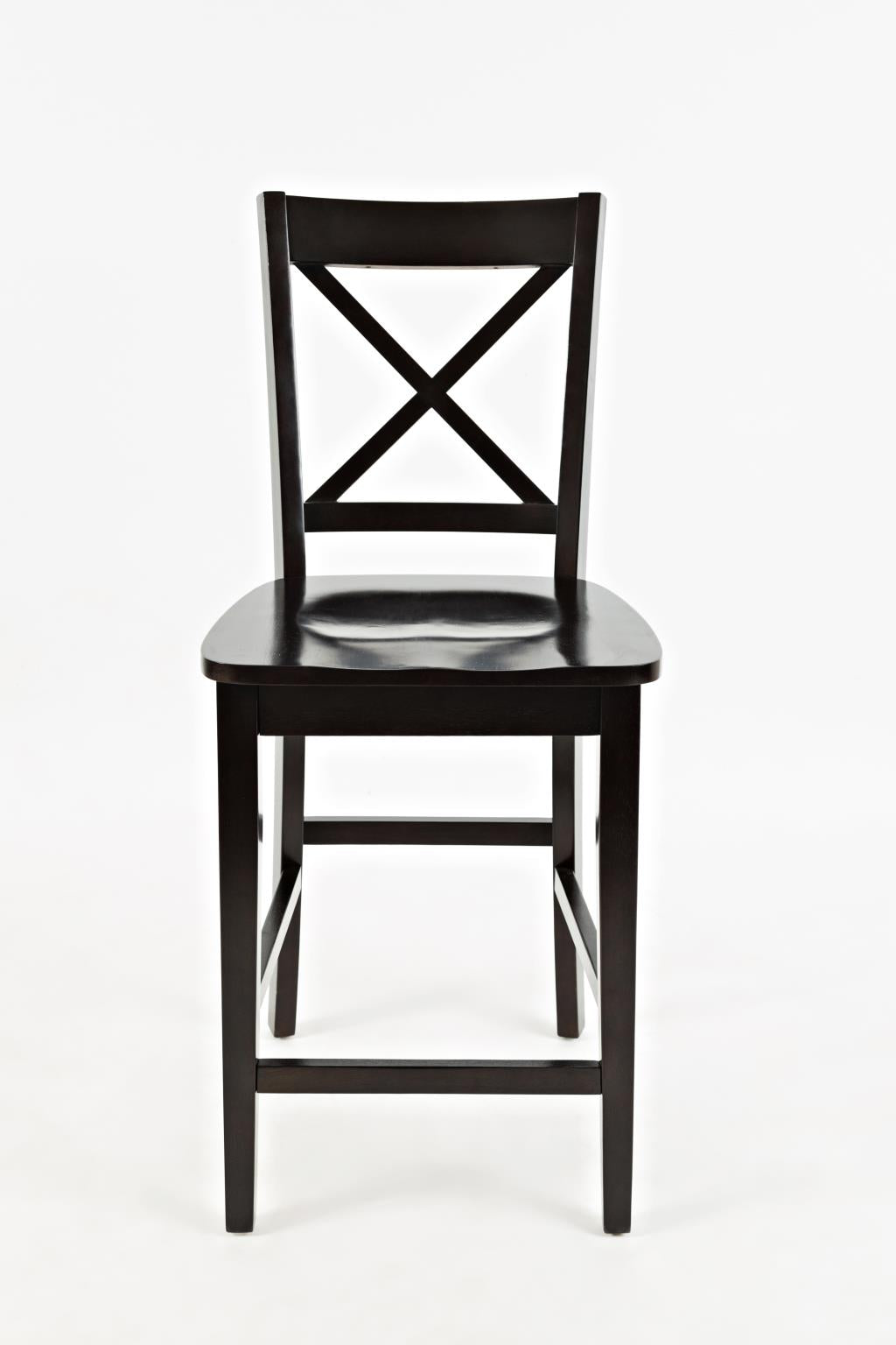 Simplicity Espresso Counter Table w/ 4 X-Back Stools - Ornate Home