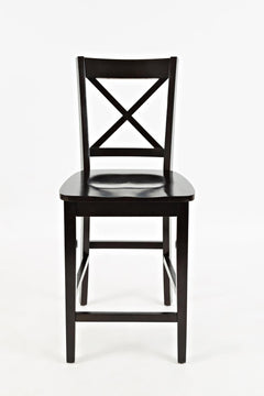 Simplicity Espresso Counter Table w/ 4 X-Back Stools - Ornate Home