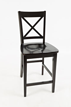 Simplicity Espresso Counter Table w/ 4 X-Back Stools - Ornate Home