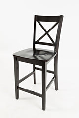 Simplicity Espresso Counter Table w/ 4 X-Back Stools - Ornate Home