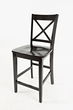 Simplicity Espresso Counter Table w/ 4 X-Back Stools - Ornate Home