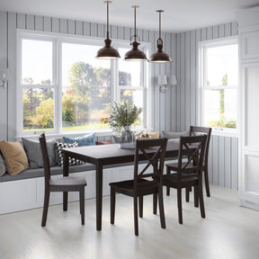 Simplicity Espresso Rect. Dining Table w/ 6 X-Back Chairs - Ornate Home