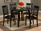 Simplicity Espresso Round Dropleaf Table w/ 4 Slatback Chairs - Ornate Home