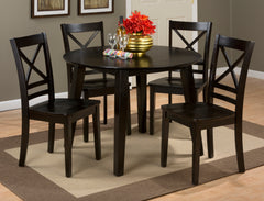 Simplicity Espresso Round Dropleaf Table w/ 4 X-Back Chairs - Ornate Home