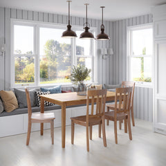 Simplicity Honey Rect. Dining Table w/ 4 Slatback Chairs - Ornate Home