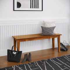 Simplicity Honey Rect. Dining Table w/ 4 Slatback Chairs, Bench - Ornate Home