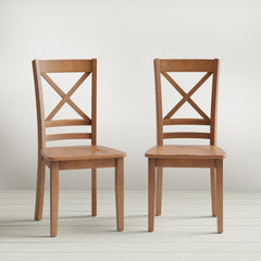 Simplicity Honey Rect. Dining Table w/ 4 X-Back Chairs - Ornate Home