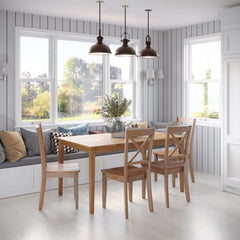 Simplicity Honey Rect. Dining Table w/ 6 X-Back Chairs - Ornate Home