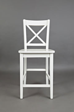 Simplicity Paperwhite Counter Dining Table w/ 4 X-Back Stools - Ornate Home