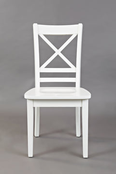 Simplicity Paperwhite Round Drop Leaf Dining Table w/ 2 X-Back Chairs - Ornate Home