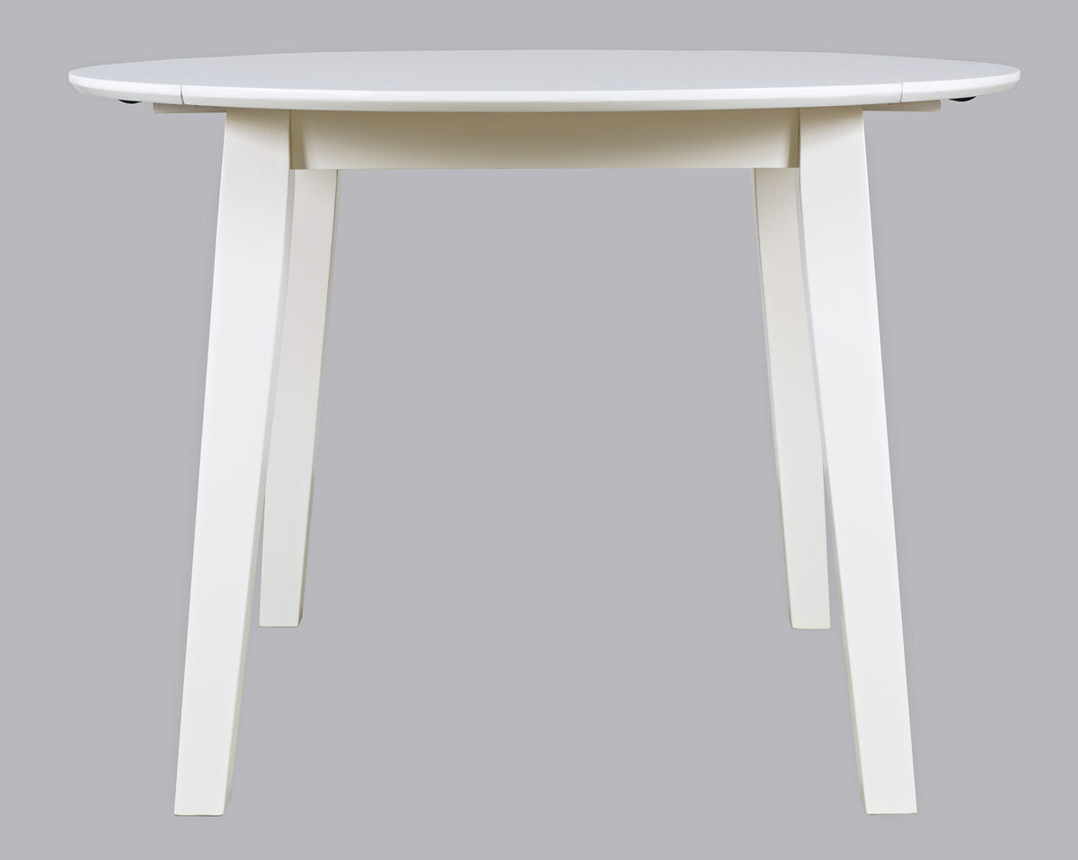 Simplicity Paperwhite Round Drop Leaf Dining Table w/ 4 X-Back Chairs - Ornate Home