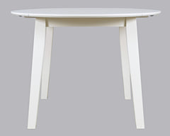 Simplicity Paperwhite Round Drop Leaf Dining Table w/ 4 X-Back Chairs - Ornate Home