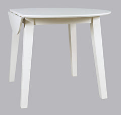 Simplicity Paperwhite Round Dropleaf Table - Ornate Home