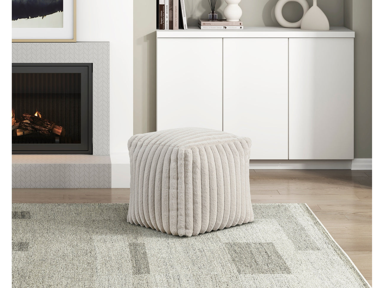 Simpsonville Off-White Pouf - Ornate Home