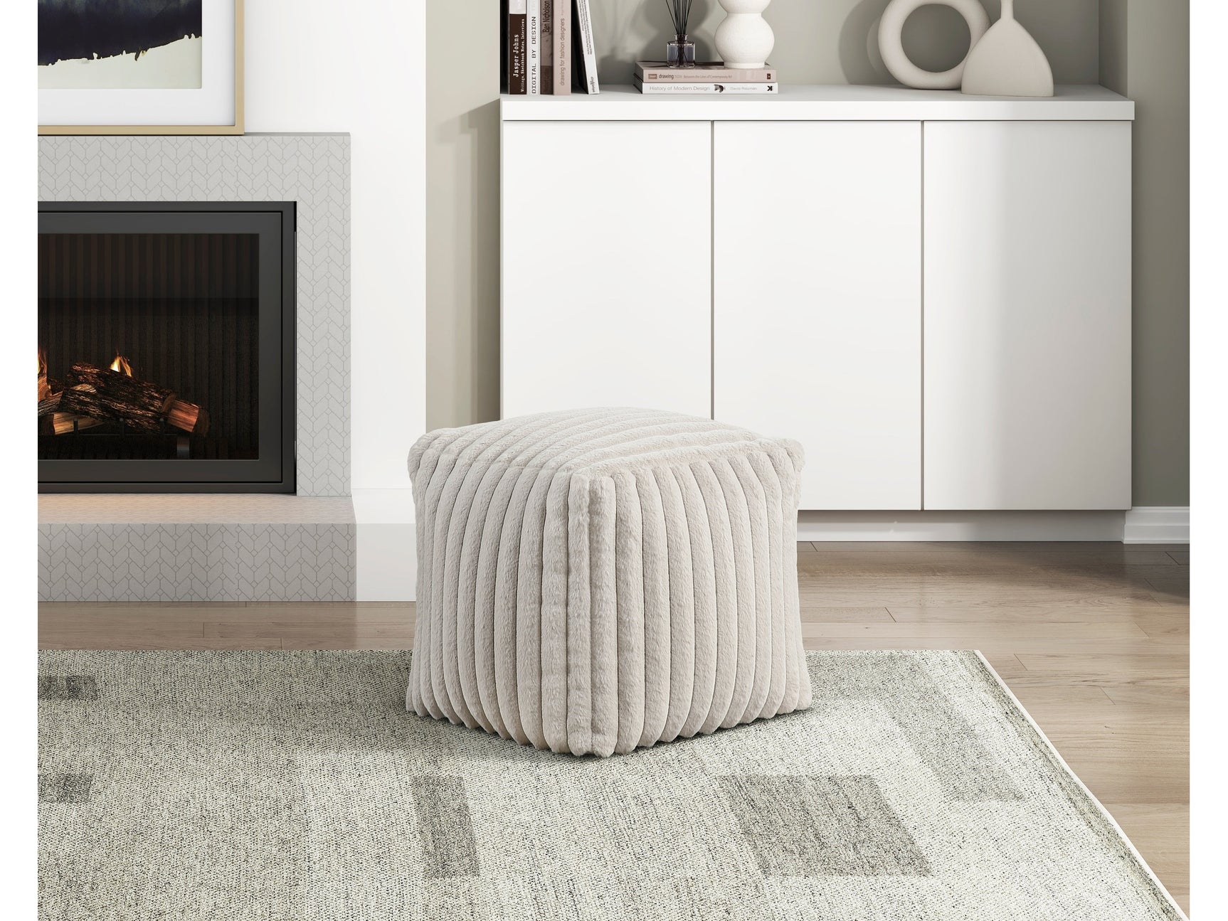Simpsonville Off-White Pouf - Ornate Home