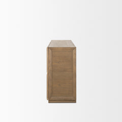 Sina Brown/Natural Oak Wood Rattan 4 Door Sideboard - Ornate Home