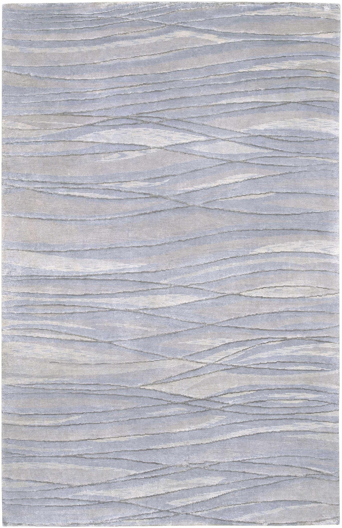 Sinai Light Blue Lined Wool/Viscose Rug - Clearance - Ornate Home