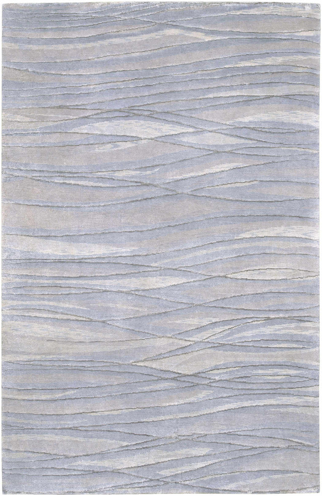 Sinai Light Blue Lined Wool/Viscose Rug - Clearance - Ornate Home