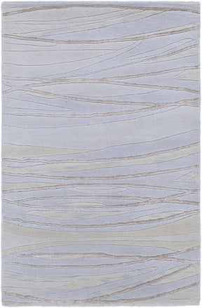 Sinai Light Blue Lined Wool/Viscose Rug - Clearance - Ornate Home