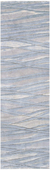 Sinai Light Blue Lined Wool/Viscose Rug - Clearance - Ornate Home