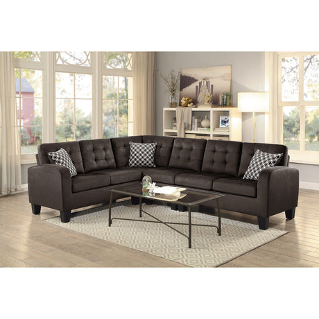 Sinclair Chocolate 2-Piece Reversible Sectional - Ornate Home