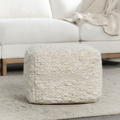 Sinclair Ivory 18x18x14 Pouf - Ornate Home