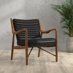 Singletary Black Leather Chair - Ornate Home
