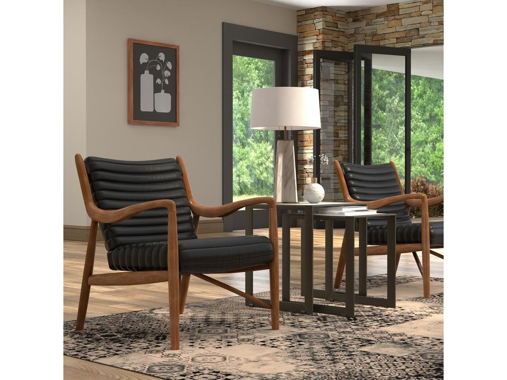 Singletary Black Leather Chair - Ornate Home