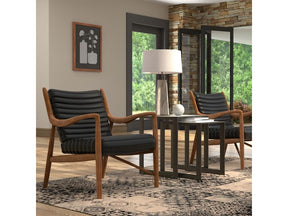 Singletary Black Leather Chair - Ornate Home