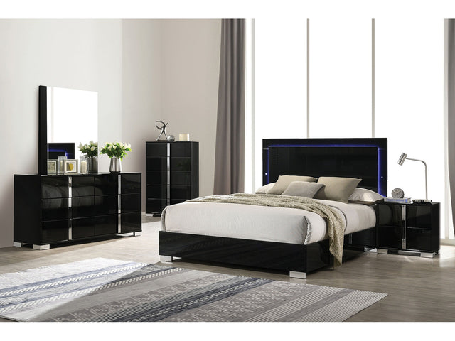 Sinistra Black Queen 5 Piece Bedroom Set w/2 Nightstands - Ornate Home