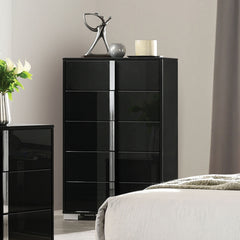 Sinistra Black Queen 5 Piece Bedroom Set w/Chest - Ornate Home