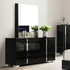 Sinistra Black Queen 5 Piece Bedroom Set w/Chest - Ornate Home
