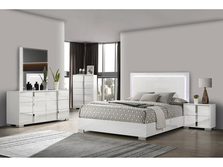 Sinistra White Queen 5 Piece Bedroom Set w/Chest - Ornate Home