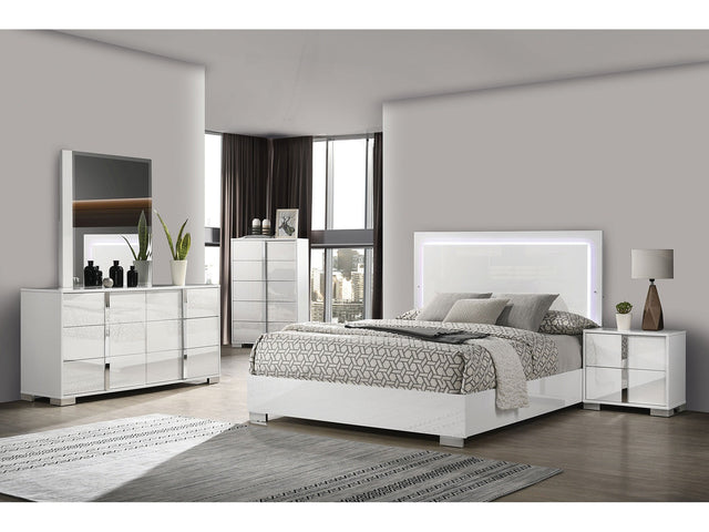 Sinistra White Queen 5 Piece Bedroom Set w/Chest - Ornate Home