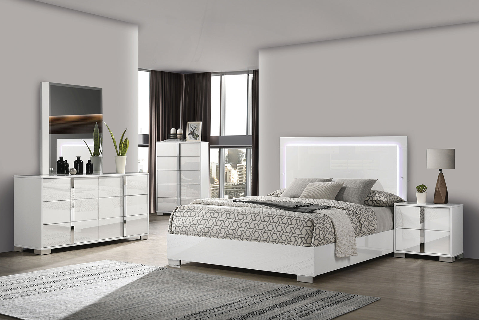 Sinistra White Queen Bed - Ornate Home