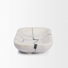 Sintessi White Rectangular Marble Decorative Bowl