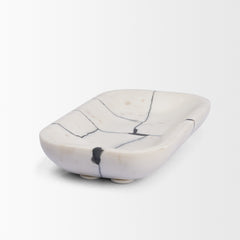 Sintessi White Rectangular Marble Decorative Bowl