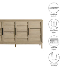 Sinya Light Oak 4-Door Sideboard - Ornate Home