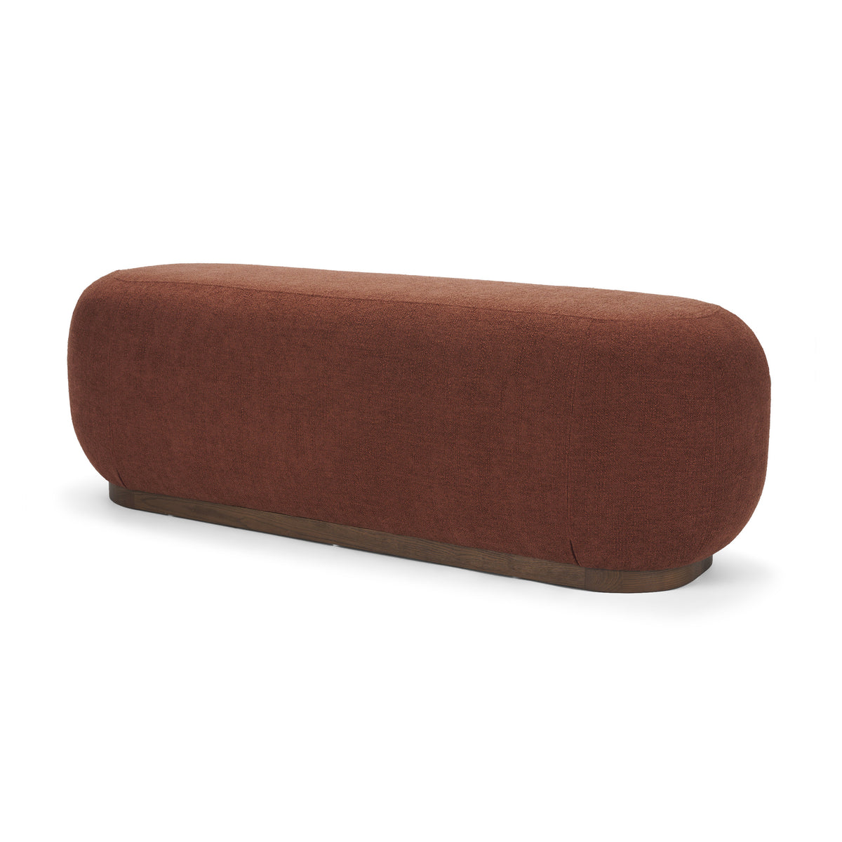 Siren Burgundy/Brown Fabric Ash Wood Oblong Bench - Ornate Home