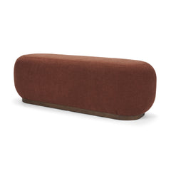 Siren Burgundy/Brown Fabric Ash Wood Oblong Bench