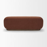 Siren Burgundy/Brown Fabric Ash Wood Oblong Bench - Ornate Home