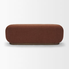 Siren Burgundy/Brown Fabric Ash Wood Oblong Bench