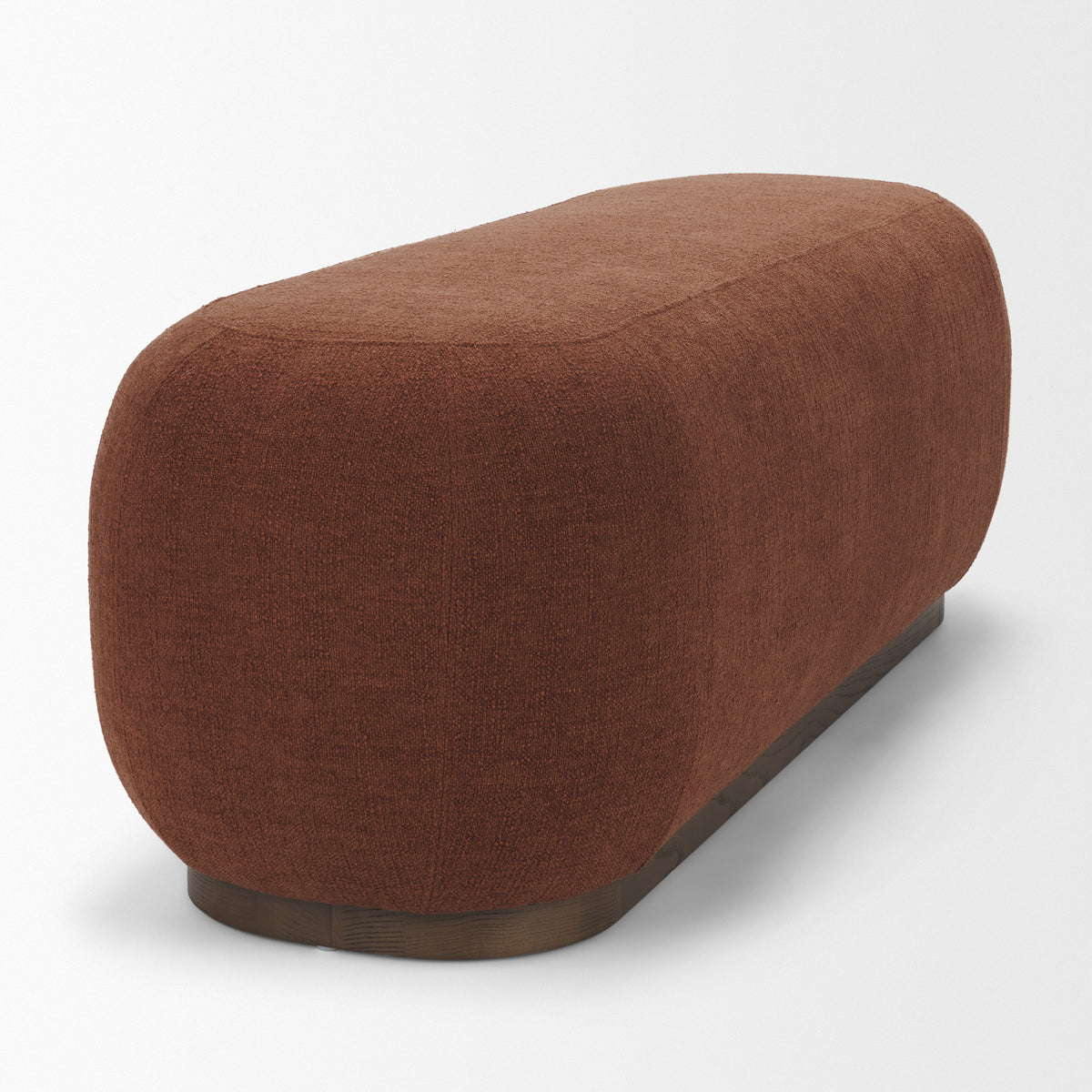 Siren Burgundy/Brown Fabric Ash Wood Oblong Bench - Ornate Home