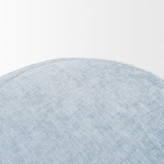 Siren French Blue/Brown Fabric Ash Wood Round Accent Stool - Ornate Home